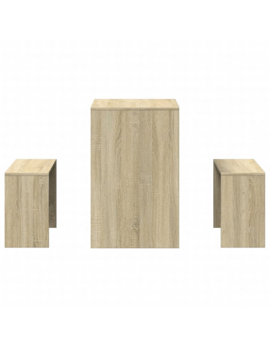 Set Tavolo da Pranzo e Panche 3 pz Rovere Sonoma in Truciolato
