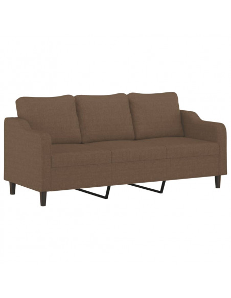 Set di Divani 2 pz con Cuscini Marrone in Tessuto