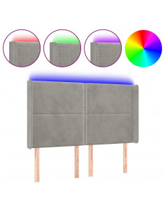 Testiera a LED Grigio Chiaro 147x16x118/128 cm in Velluto 2