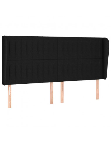 Testiera ad Orecchio Nera 183x23x118/128 cm in Tessuto