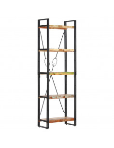 Libreria a 5 Ripiani 60x30x180 cm in Massello di Recupero 2