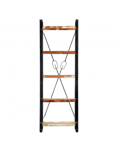 Libreria a 5 Ripiani 60x30x180 cm in Massello di Recupero