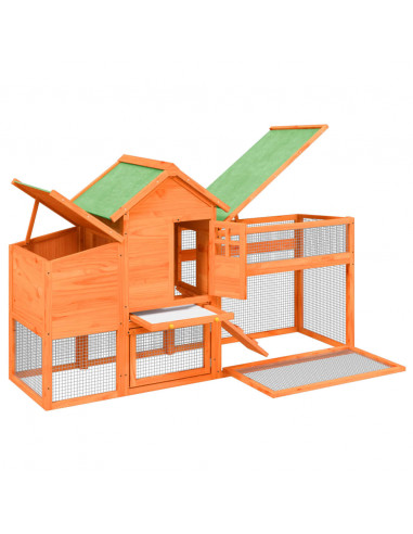 Pollaio Marrone 186,5x58,5x113 cm in Legno Massello di Pino