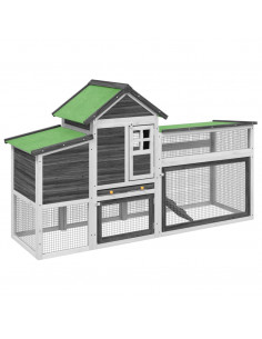 Pollaio Grigio 186,5x58,5x113 cm in Legno Massello di Pino 2
