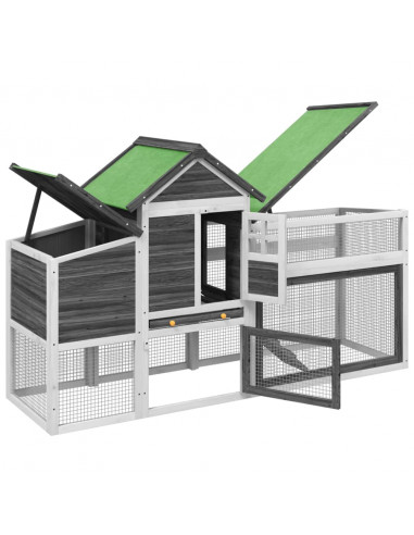 Pollaio Grigio 186,5x58,5x113 cm in Legno Massello di Pino