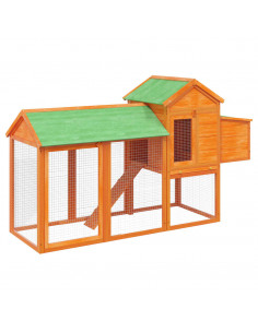 Pollaio Marrone 193x65x117 cm in Legno Massello di Pino 2