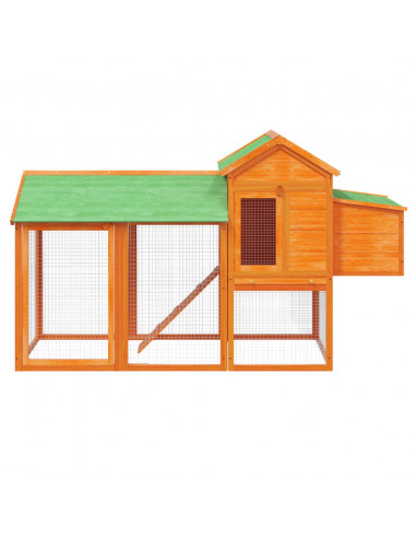 Pollaio Marrone 193x65x117 cm in Legno Massello di Pino