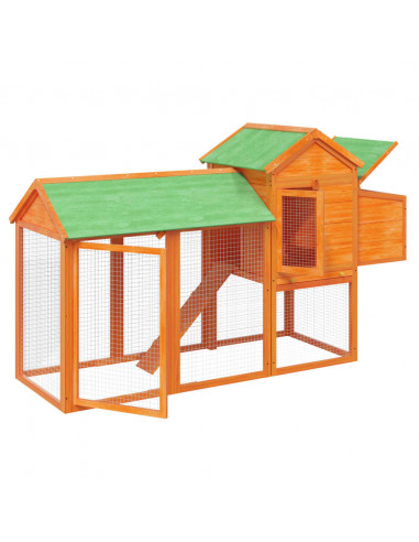 Pollaio Marrone 193x65x117 cm in Legno Massello di Pino