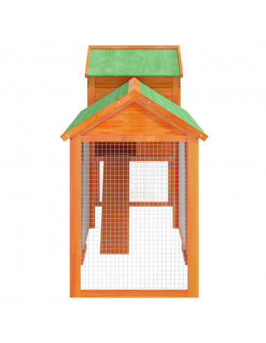 Pollaio Marrone 193x65x117 cm in Legno Massello di Pino