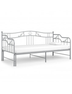 Telaio Divano Letto Estraibile Grigio in Metallo 90x200 cm 2