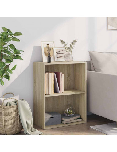 Libreria 2 Ripiani Rovere Sonoma 60x30x76,5cm Legno Multistrato