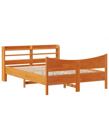 Giroletto con Testiera Marrone Cera 120x190 cm Massello Pino