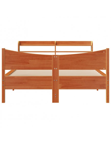 Giroletto con Testiera Marrone Cera 120x190 cm Massello Pino