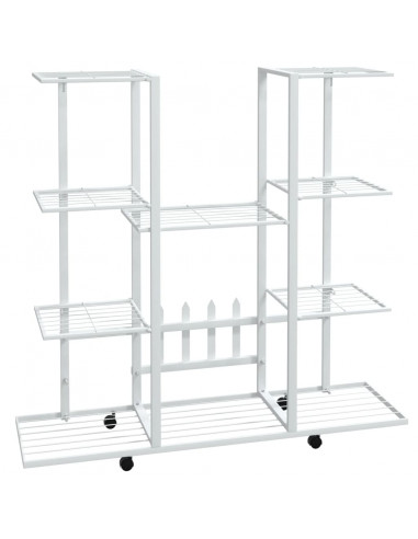 Portafiori con Ruote 94,5x24,5x91,5 cm Ferro Bianco