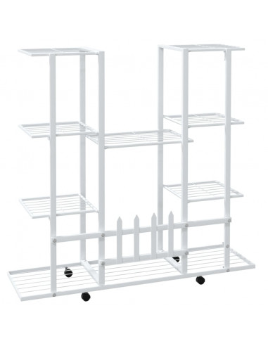 Portafiori con Ruote 94,5x24,5x91,5 cm Ferro Bianco