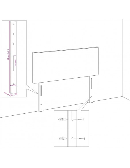 Testiera Nera 160x5x78/88 cm in Similpelle