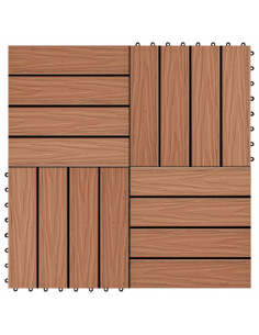 Piastrelle 11 pz Goffrature WPC 30x30 cm 1 mq Marrone Chiaro 2
