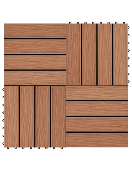 Piastrelle 11 pz Goffrature WPC 30x30 cm 1 mq Marrone Chiaro