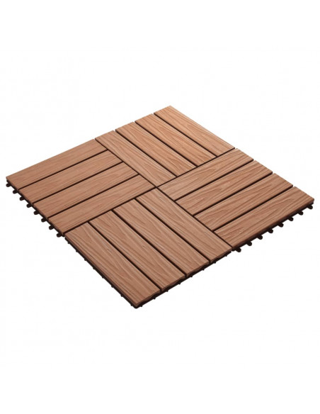 Piastrelle 11 pz Goffrature WPC 30x30 cm 1 mq Marrone Chiaro
