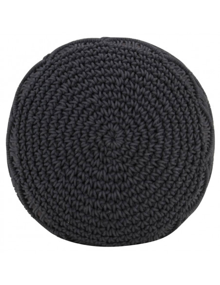 Pouf Lavorato a Mano Macramé Antracite 45x30 cm in Cotone