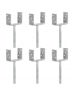 Picchetti per Recinzione 6 pz Argento 12x6x30cm Acciaio Zincato 2