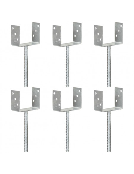 Picchetti per Recinzione 6 pz Argento 12x6x30cm Acciaio Zincato