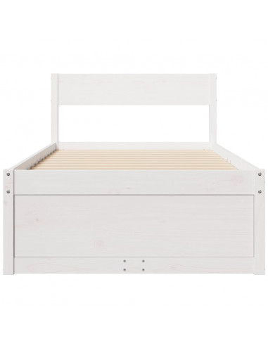 Giroletto con Cassetti Bianco 90x200 cm Legno Massello di Pino