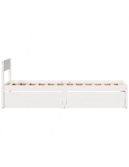 Giroletto con Cassetti Bianco 90x200 cm Legno Massello di Pino