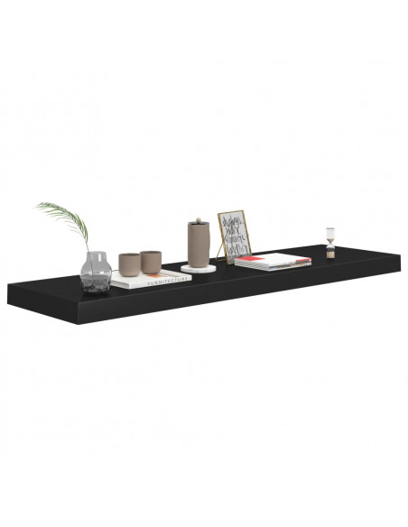 Scaffale a Parete Nero 90x23,5x3,8 cm in MDF
