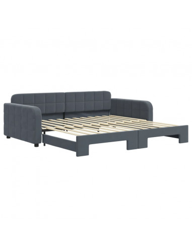 Divano Letto con Letto Estraibile Grigio Scuro 100x200 Velluto