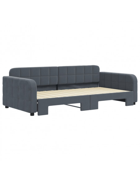 Divano Letto con Letto Estraibile Grigio Scuro 100x200 Velluto