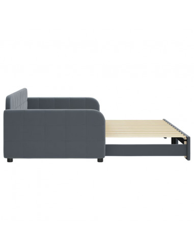 Divano Letto con Letto Estraibile Grigio Scuro 100x200 Velluto
