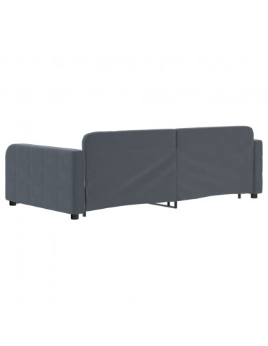 Divano Letto con Letto Estraibile Grigio Scuro 100x200 Velluto