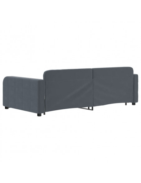 Divano Letto con Letto Estraibile Grigio Scuro 100x200 Velluto