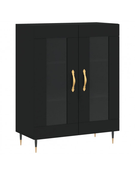 Credenza Nera 69,5x34x180 cm in Legno Multistrato