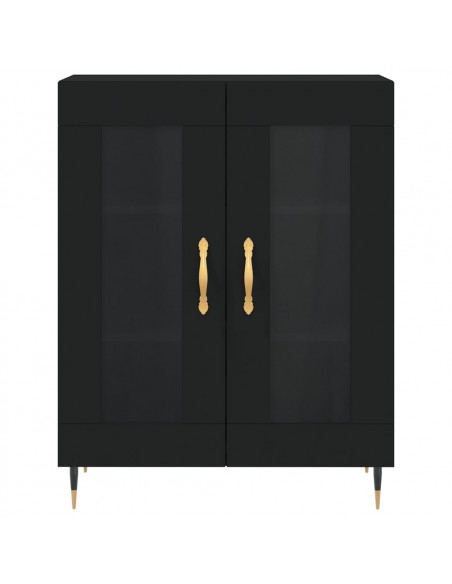 Credenza Nera 69,5x34x180 cm in Legno Multistrato