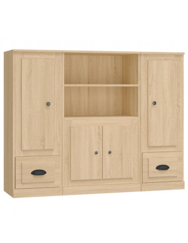 Credenze 3 pz Rovere Sonoma in Legno Multistrato