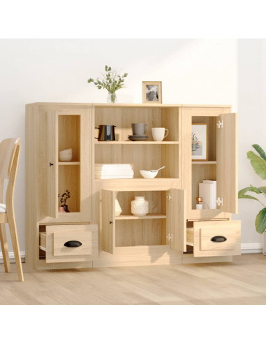 Credenze 3 pz Rovere Sonoma in Legno Multistrato