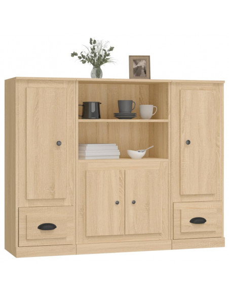 Credenze 3 pz Rovere Sonoma in Legno Multistrato