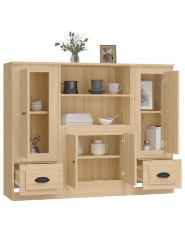 Credenze 3 pz Rovere Sonoma in Legno Multistrato