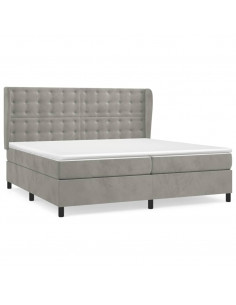 Giroletto a Molle con Materasso Grigio Chiaro 200x200cm Velluto 2