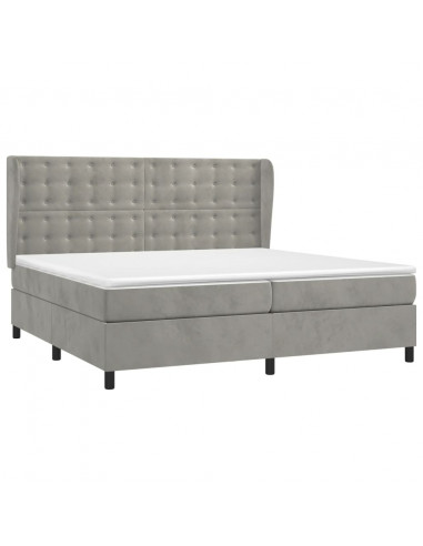 Giroletto a Molle con Materasso Grigio Chiaro 200x200cm Velluto