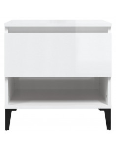 Tavolini 2pz Bianco Lucido 50x46x50 cm in Legno Multistrato 2