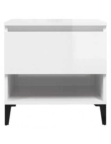 Tavolini 2pz Bianco Lucido 50x46x50 cm in Legno Multistrato