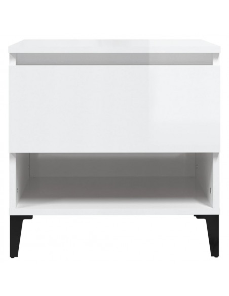Tavolini 2pz Bianco Lucido 50x46x50 cm in Legno Multistrato