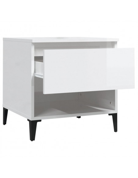 Tavolini 2pz Bianco Lucido 50x46x50 cm in Legno Multistrato