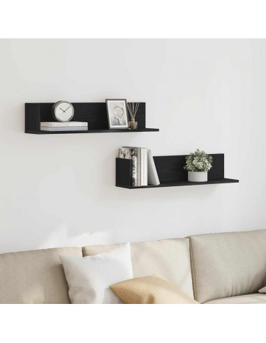 Mensole da Parete 2pz Nere 75x16,5x16,5 cm in Truciolato