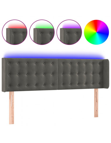 Testiera a LED Grigio Scuro 147x16x78/88 cm in Velluto