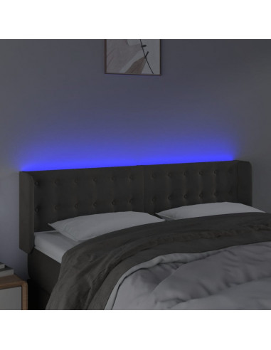 Testiera a LED Grigio Scuro 147x16x78/88 cm in Velluto