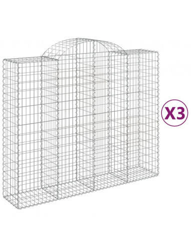 Cesti Gabbioni ad Arco 3 pz 200x50x160/180 cm Ferro Zincato